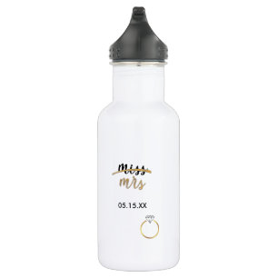 Botella De Agua Relieve metalizado dorado Negro y Faux Miss Sra. D