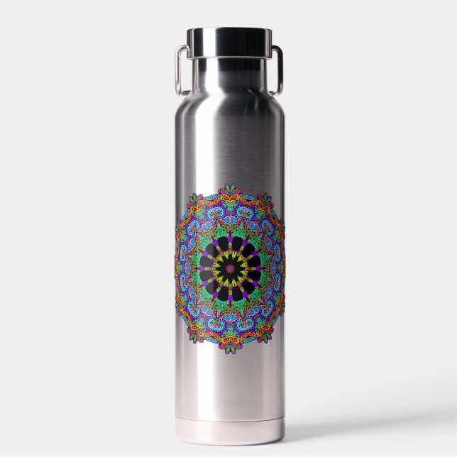 Botella De Agua Reloj de mano pintado Mandala Cara 24 (Delantero)