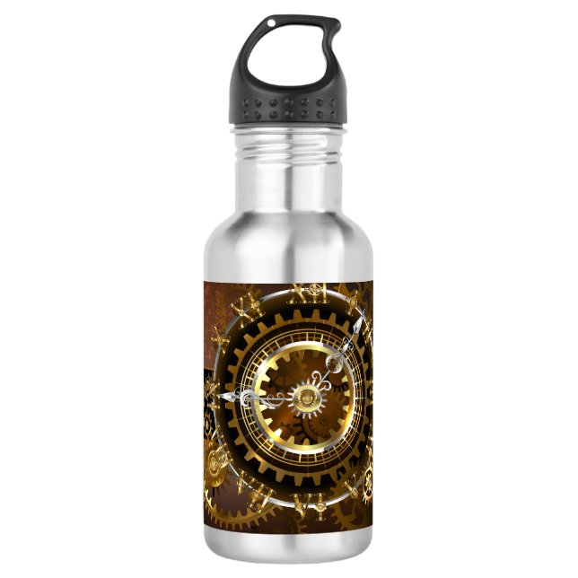 Botella De Agua Reloj de vapor con engranajes antiguos (Anverso)