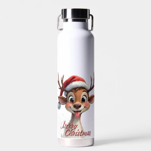 Botella De Agua Reno Adorable Deseando Feliz Navidad