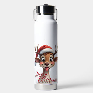 Botella De Agua Reno Adorable Deseando Feliz Navidad