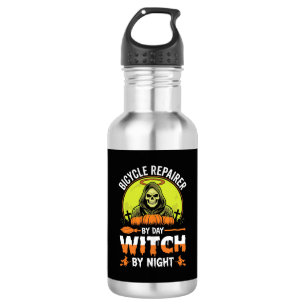 Botella De Agua Reparador De Bicicletas De Halloween Bruja De Día