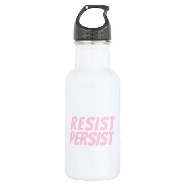 Botella De Agua "resistir persistir" rosa claro Blanco (Anverso)