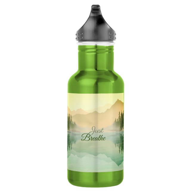 Botella De Agua Respira la Selva de Montaña Dorada Verde (Derecha)