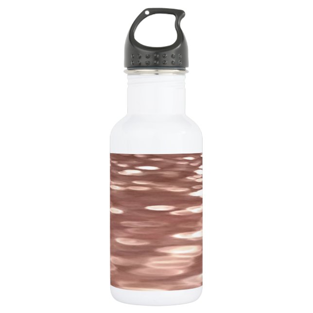 Botella De Agua Resumen #3: brillo de Rosa Dorada de Cobre (Anverso)