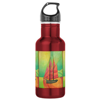 Botella De Agua Resumen cubano de arte geométrico
