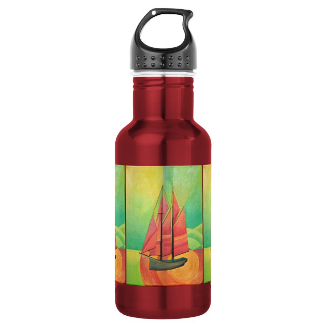 Botella De Agua Resumen cubano de arte geométrico (Anverso)