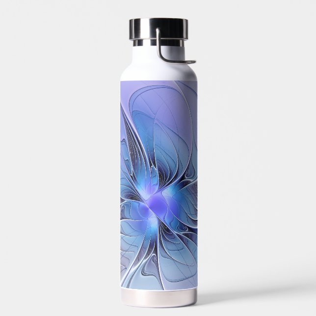 Botella De Agua Resumen de arte fractal moderno Lavanda azul (Izquierdo)