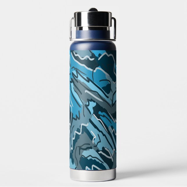 Botella De Agua Resumen de Icy Blue Marbble (Reverso)