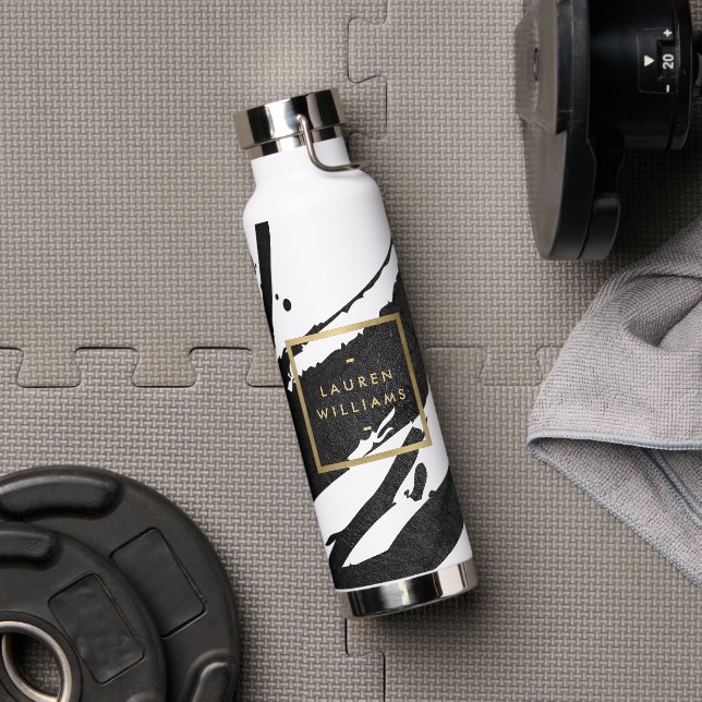 Botella De Agua Resumen de pinceles de tinta negra (Gimnasio)