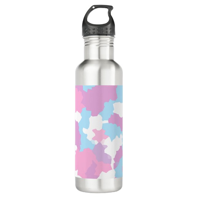 Botella De Agua Resumen del Camo Blanco Azul Rosa (Anverso)