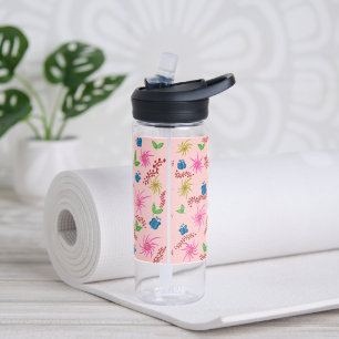 Botella De Agua Resumen Diseño del patrón de Mandala floral rojo