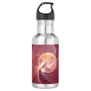 Botella De Agua Resumen Elegante Vino Moderno Arte Fractal Rojo