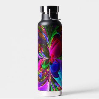 Botella De Agua Resumen floral moderno Patrón azul rojo del arte #