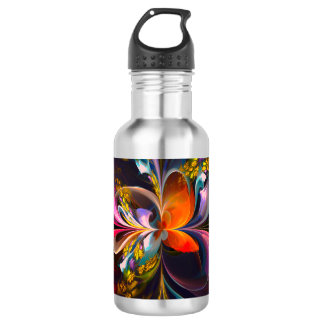 Botella De Agua Resumen floral moderno Patrón azul rojo del arte #