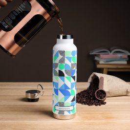Botella De Agua Resumen Geométrico verde azul personalizado