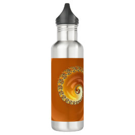 Botella De Agua Resumen Naranja dorado gradiente espiral fractal
