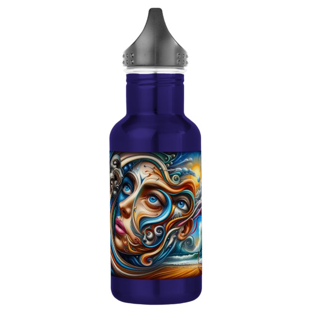 Botella De Agua Resumen Paisaje de ensueño Serenidad oceánica y Ma (Izquierda)