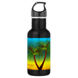 Botella De Agua Resumen Palm de vida tropical Siluette Hammock