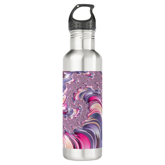 Botella De Agua Resumen Pink Purple Spiral Fractal (Anverso)
