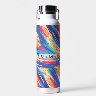 Botella De Agua Resumen pintado Nombre personalizado y patrón