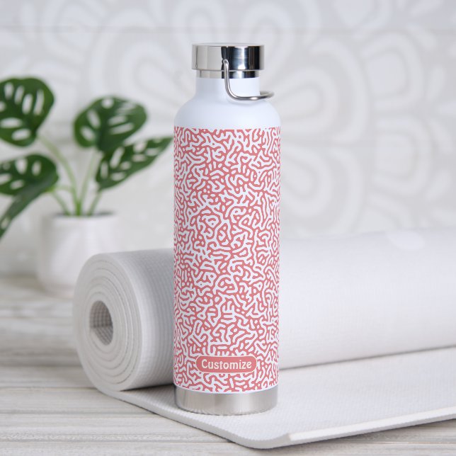 Botella De Agua Resumen Rosa Patrón de giro artístico rojo (Yoga)
