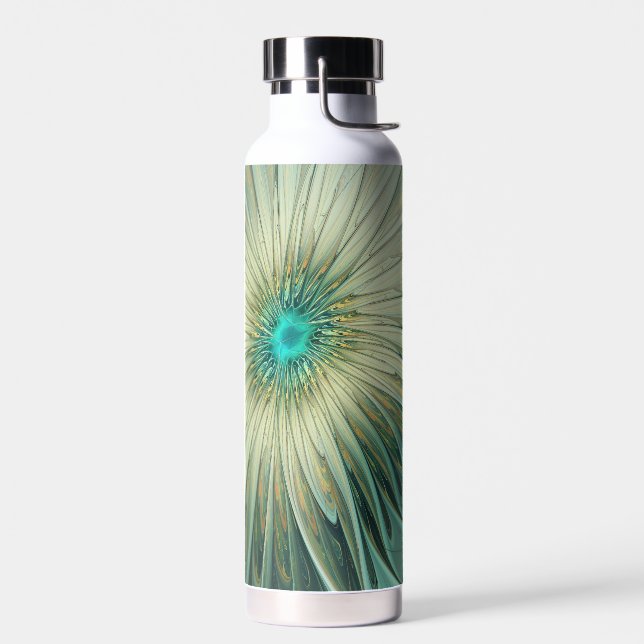 Botella De Agua Resumen Sage Green Fantasy Flower Fractal Art (Izquierdo)