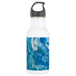 Botella De Agua Resumen Verde azulado blanco azul personalizado