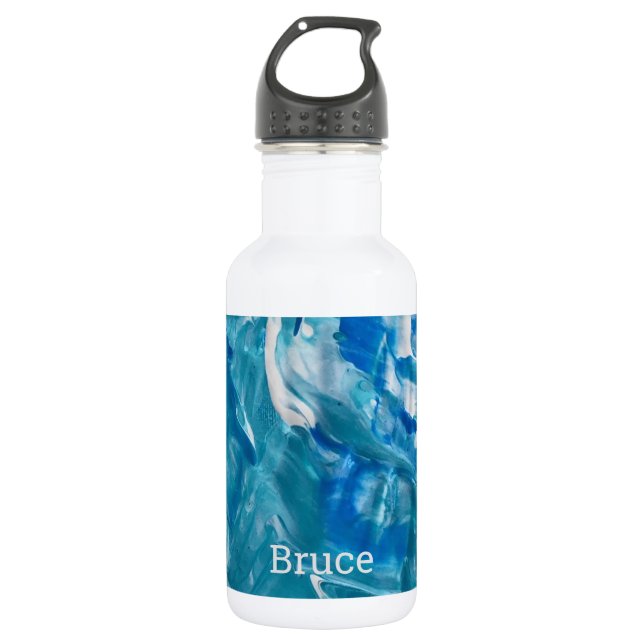 Botella De Agua Resumen Verde azulado blanco azul personalizado (Anverso)