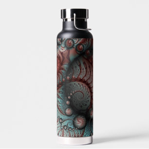 Botella De Agua Resumen Vivid Fantasy Fractal Art Brown Blue