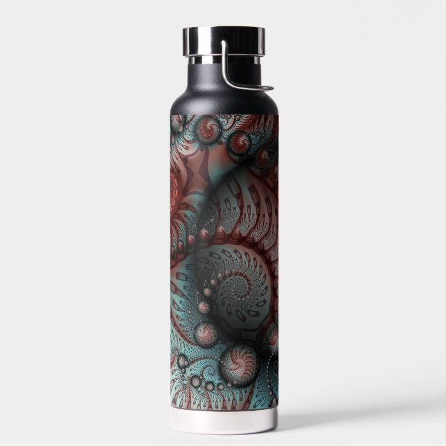 Botella De Agua Resumen Vivid Fantasy Fractal Art Brown Blue (Izquierdo)