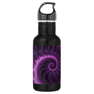 Botella De Agua Resumen Vivid Guay Pink Purple Fractal Art Spiral