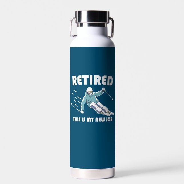 Botella De Agua Retirado Este Es Mi Nuevo Trabajo Esquiando (Delantero)