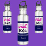 Botella De Agua Retorno Personalizado A La Escuela Hola KG1<br><div class="desc">Retorno personalizado a la escuela Hola botella de agua de acero inoxidable KG1. Personalizar con tu nombre para una moda de aspecto jovial.</div>