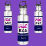 Botella De Agua Retorno Personalizado A La Escuela Hola KG2<br><div class="desc">Retorno personalizado a la escuela Hola botella de agua de acero inoxidable KG2. Personalizar con tu nombre para una moda de aspecto jovial.</div>