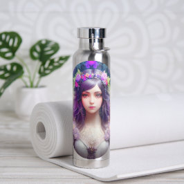 Botella De Agua Retrato de mujer hermosa al estilo mucha vintage