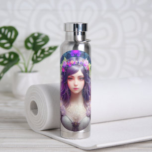 Botella De Agua Retrato de mujer hermosa al estilo mucha vintage