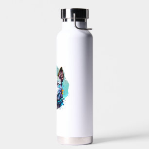 Botella De Agua Retrato de perro de estilo de arte de tinta