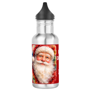 Botella De Agua Retrato de Santa Claus en una alegre Navidad