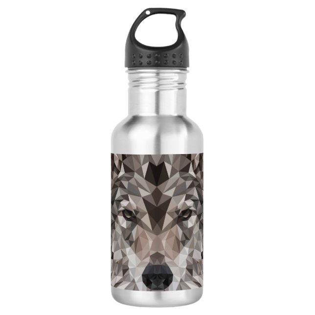 Botella De Agua Retrato geométrico de Lone Wolf (Anverso)