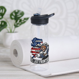 Botella De Agua Retro Alaska La Última Frontera Mapa de Oso de Hoc