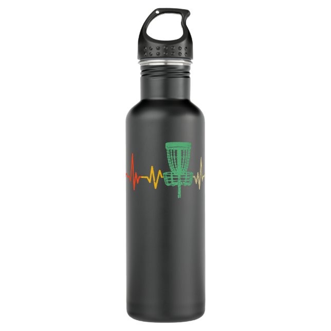 Botella De Agua Retro DIsc Golf,  Heartbeat Disc Golf Basket (Anverso)