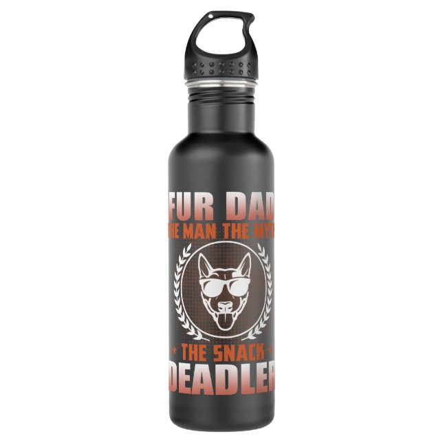 Botella De Agua Retro Fur Dad The Man Myack Dealer Dog Dad (Anverso)