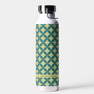 Botella De Agua Retro Geométrico Mod Retro Moderno Verde Verde azu
