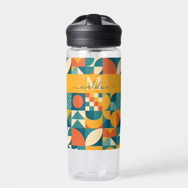 Botella De Agua Retro Geométrico Personalizado (Delante)