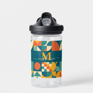 Botella De Agua Retro Geométrico Personalizado
