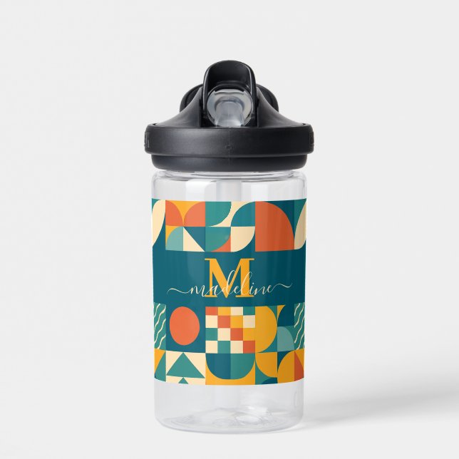 Botella De Agua Retro Geométrico Personalizado (Delante)