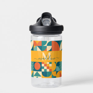 Botella De Agua Retro Geométrico Personalizado