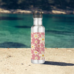 Botella De Agua Retro groovy daisy boho desierto rosa personalizad<br><div class="desc">Retro groovy daisy boho desierto color rosa personalizado nombre botella de agua,  regalos de dama de honor,  regalos de fiesta de cumpleaños para chicas.</div>