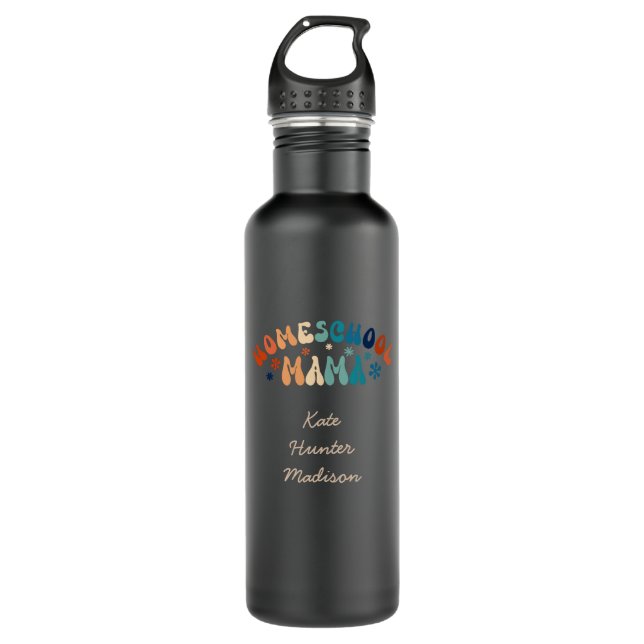 Botella De Agua Retro Homeschool Mamá Personalizada (Anverso)